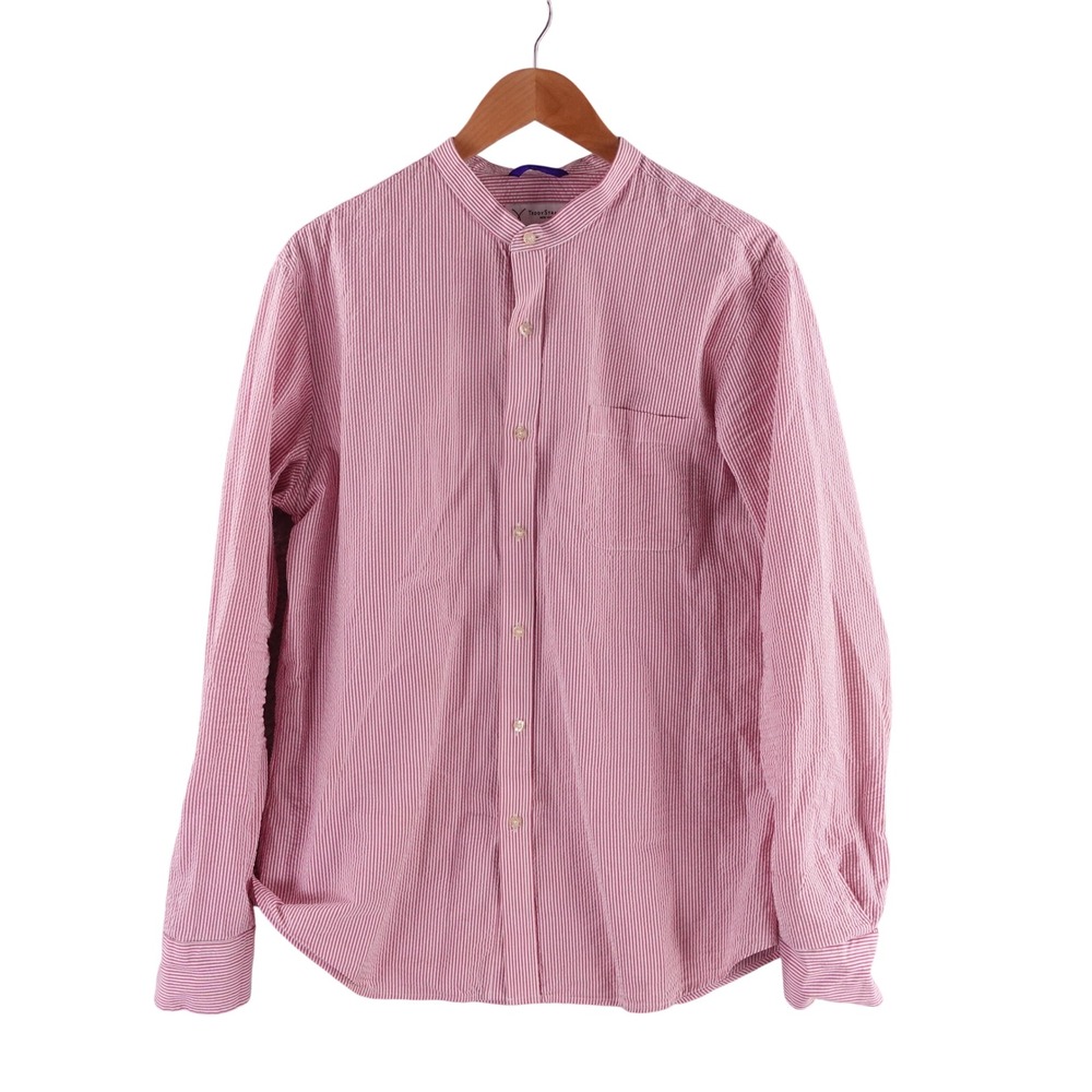 Teddy Stratford Mens Pink Seersucker Blade Collar Button Down Shirt Size 4 L